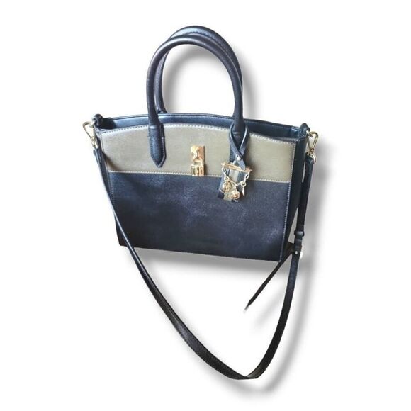 NEW Nine West Black Gold Chain Charm Colorblock‎ Shoulder and Crossbody Tote Bag - Picture 3 of 7